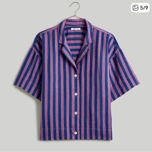 Madewell 100% Linen Button-Up Camp Shirt in Stripe